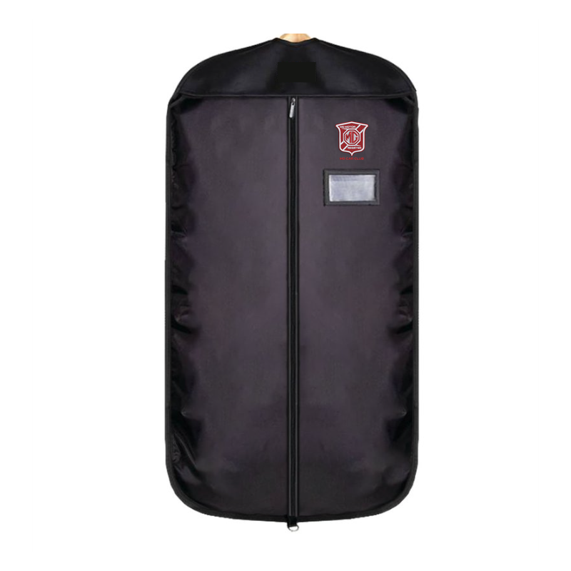 Garment cover with Hanging loop for folding. Identification window. Full length zip closure.