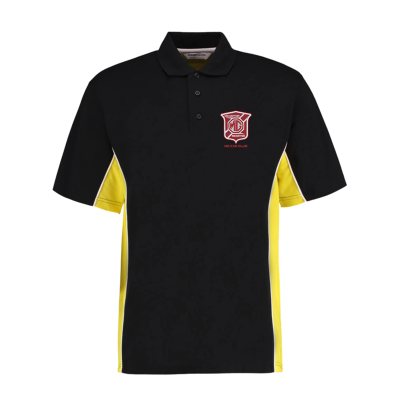 Polycotton poloshirt contrast colours embroidered with club logo.