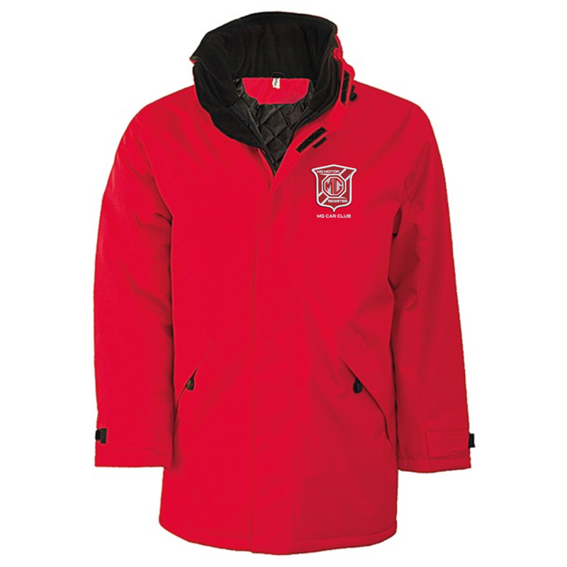 quilted polyester padding and lining. Zip fastening with tear release fastening and concealed press studs. 2 zipped outer pockets. 2 inside pockets (1 mobile phone pocket). Concealed hood. Fleece-lined collar.