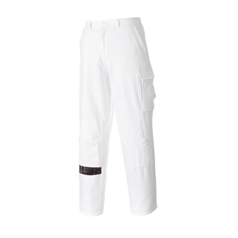 This modern painter’s trouser has a layered thigh pocket for mobile phone and pens. Incorporating side, knee pad, hip and rule pockets, it covers every need of a craftsman and is completed by an elasticated waist for comfort.