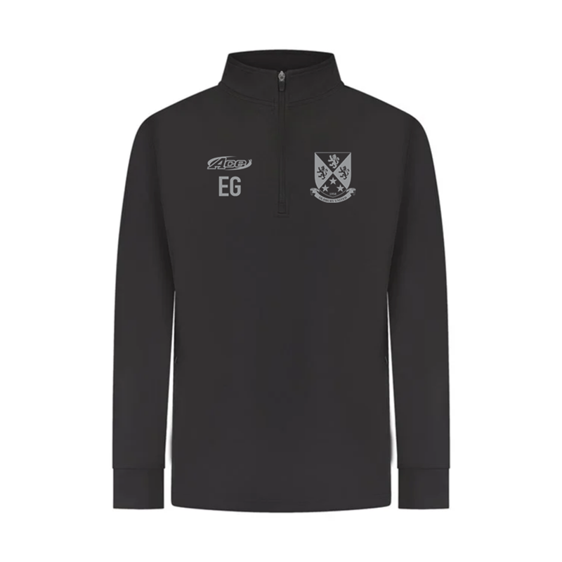 Quarter Zip black Coaches track top with club logo and free initial optional